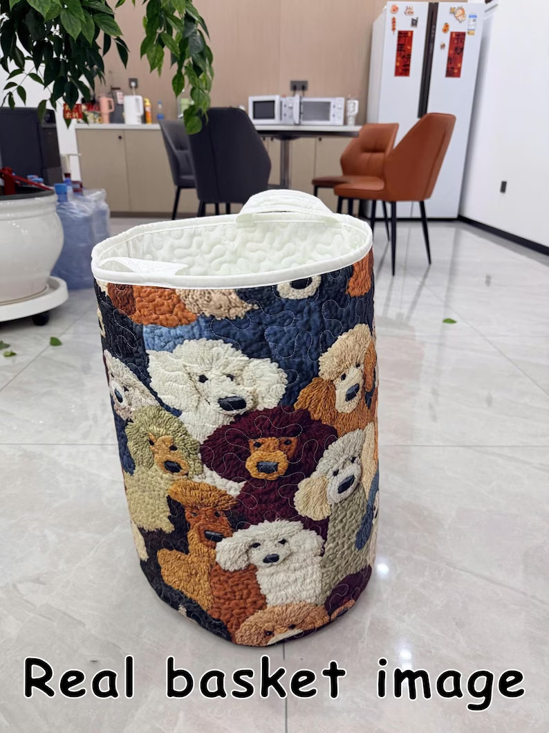 Pine Forest Quilted Laundry Basket Evergreen Tree Storage Hamper Woodland Bin