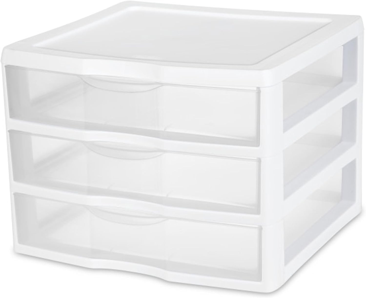 3-Pack Wide 3 Drawer Unit, Plastic Desktop Organizer with Clear Drawers
