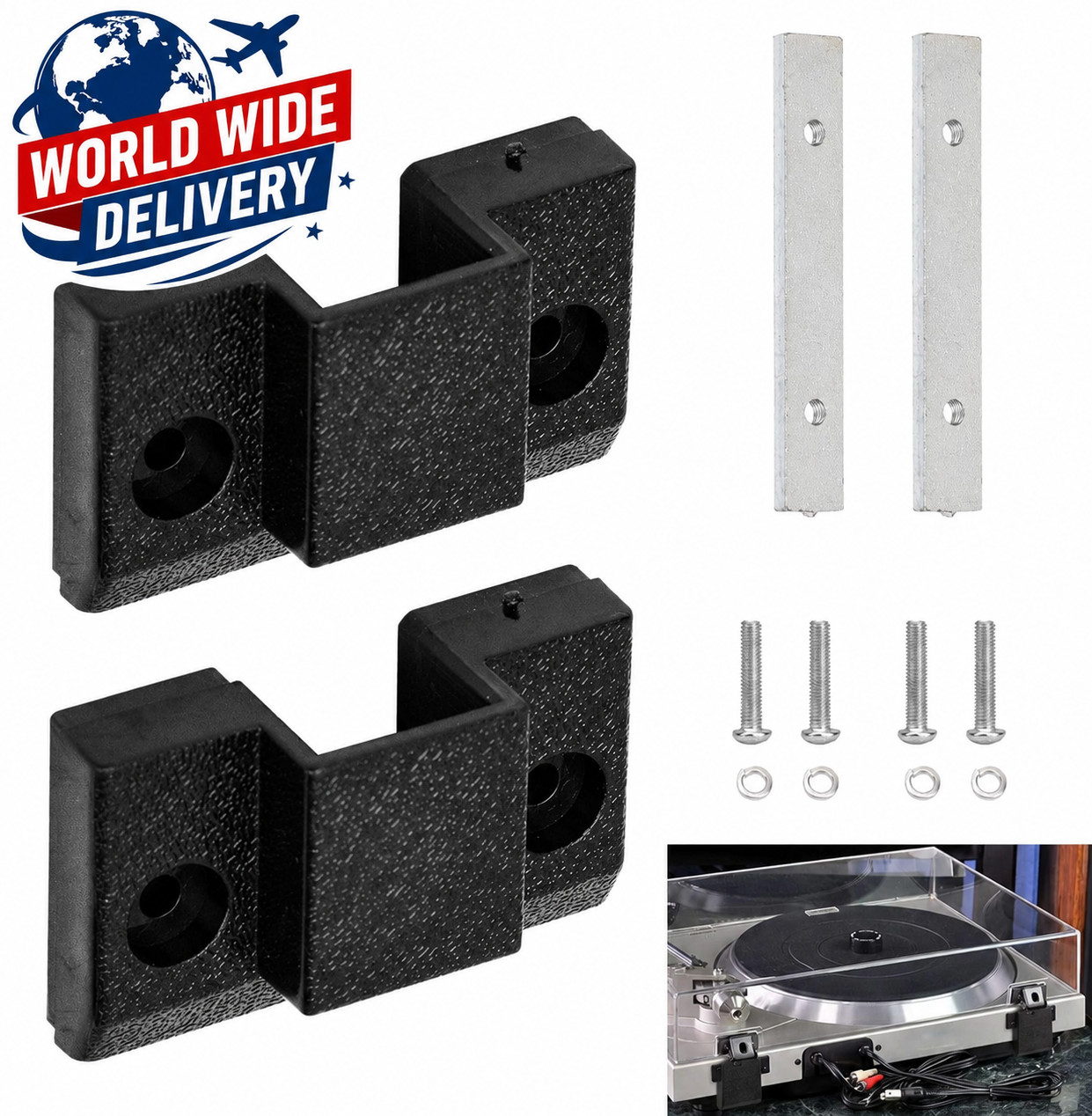 2 Pack Dust Cover Hinges for Technics SL-1200 SL-1210 MKII M3D MK5 w/ Screws