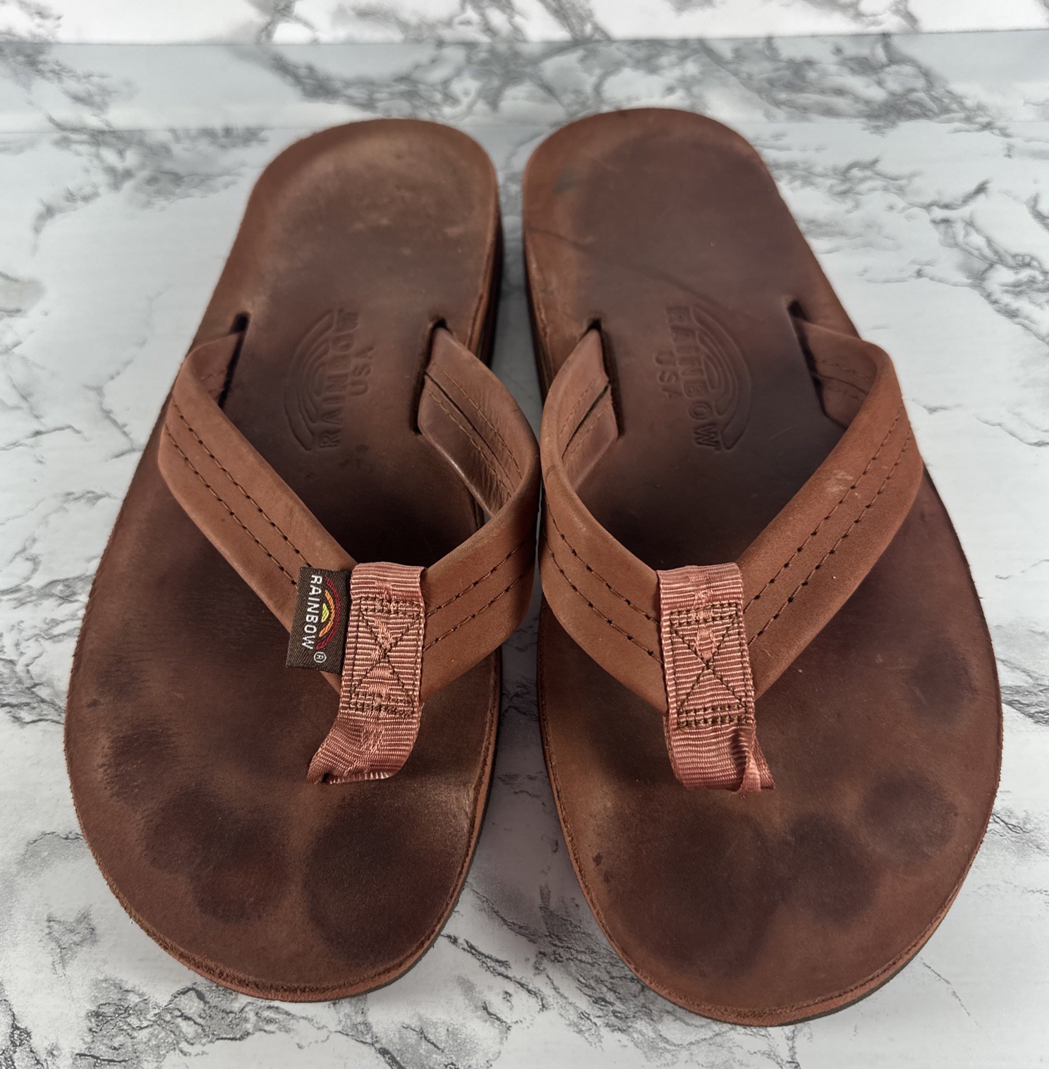 Women's Wide Strap Rainbow Flip Flops Womens 8.5