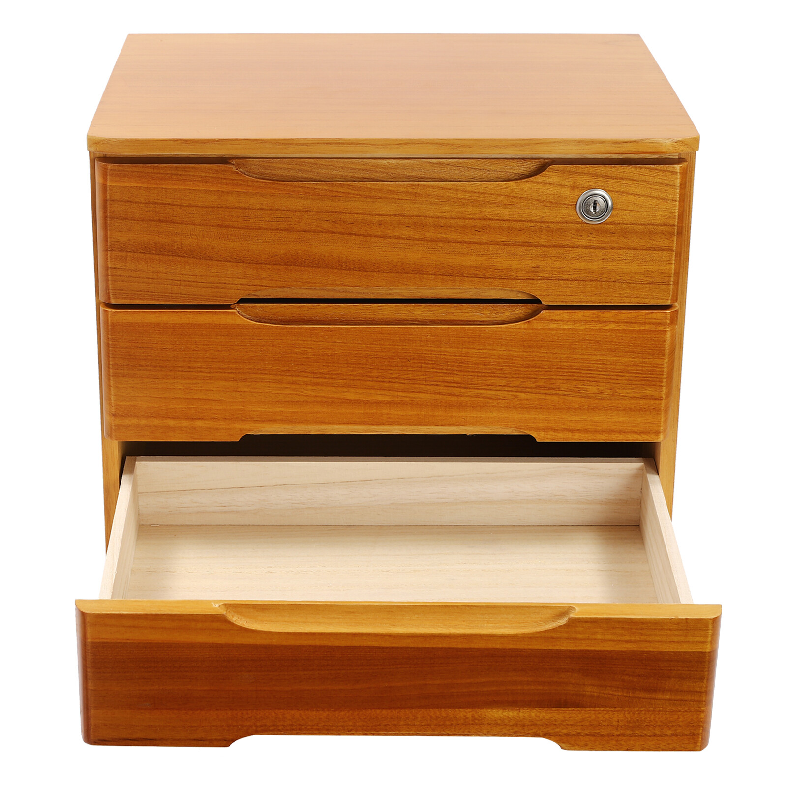 17.72" Yellow 3-Tier Desktop Organizer with Lockable Drawers - Compact Design