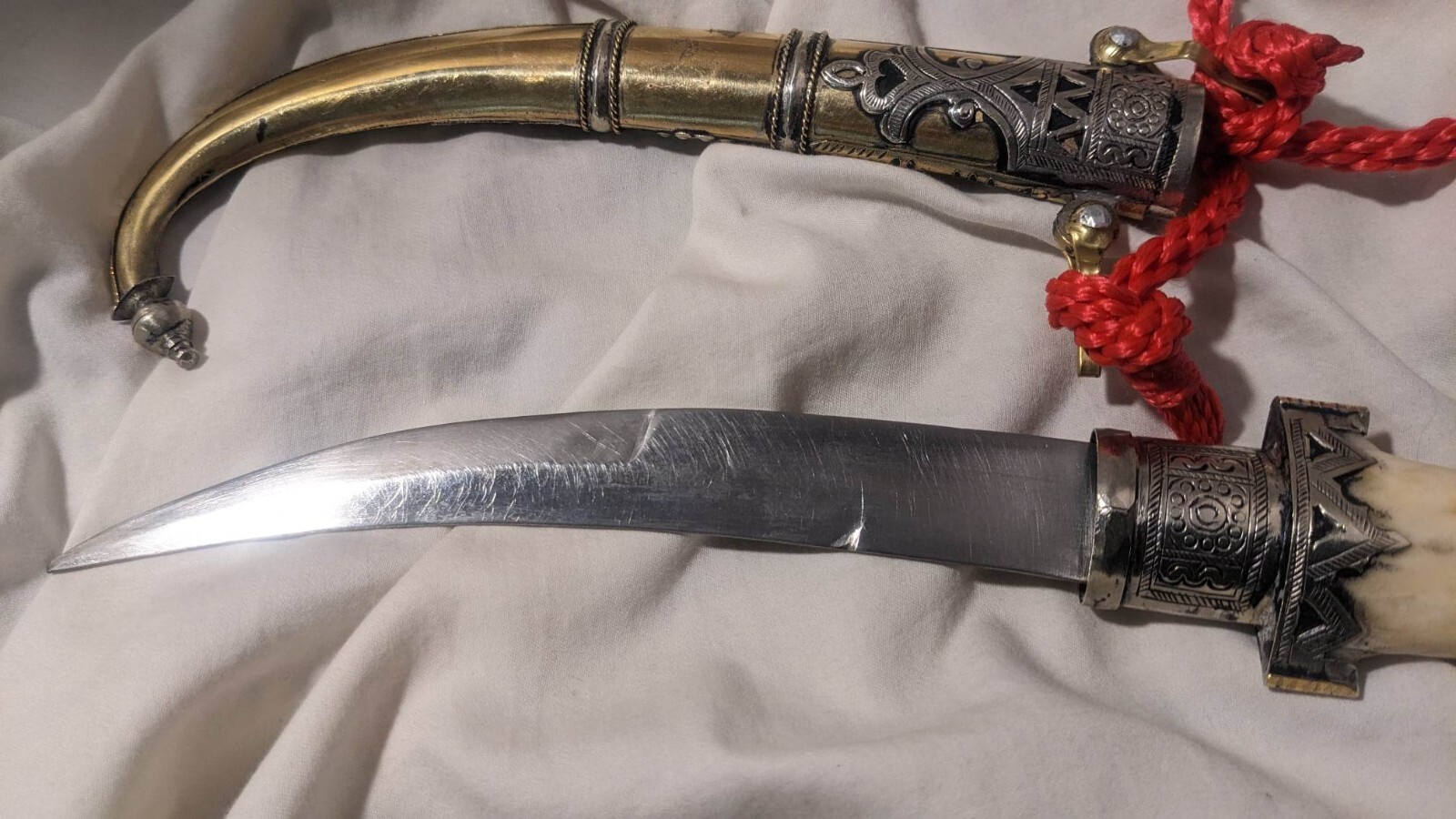 Authentic 12-1/4" Morocco Dagger Khanjar Handmade Silver Dagger Berber BEAUTIFUL