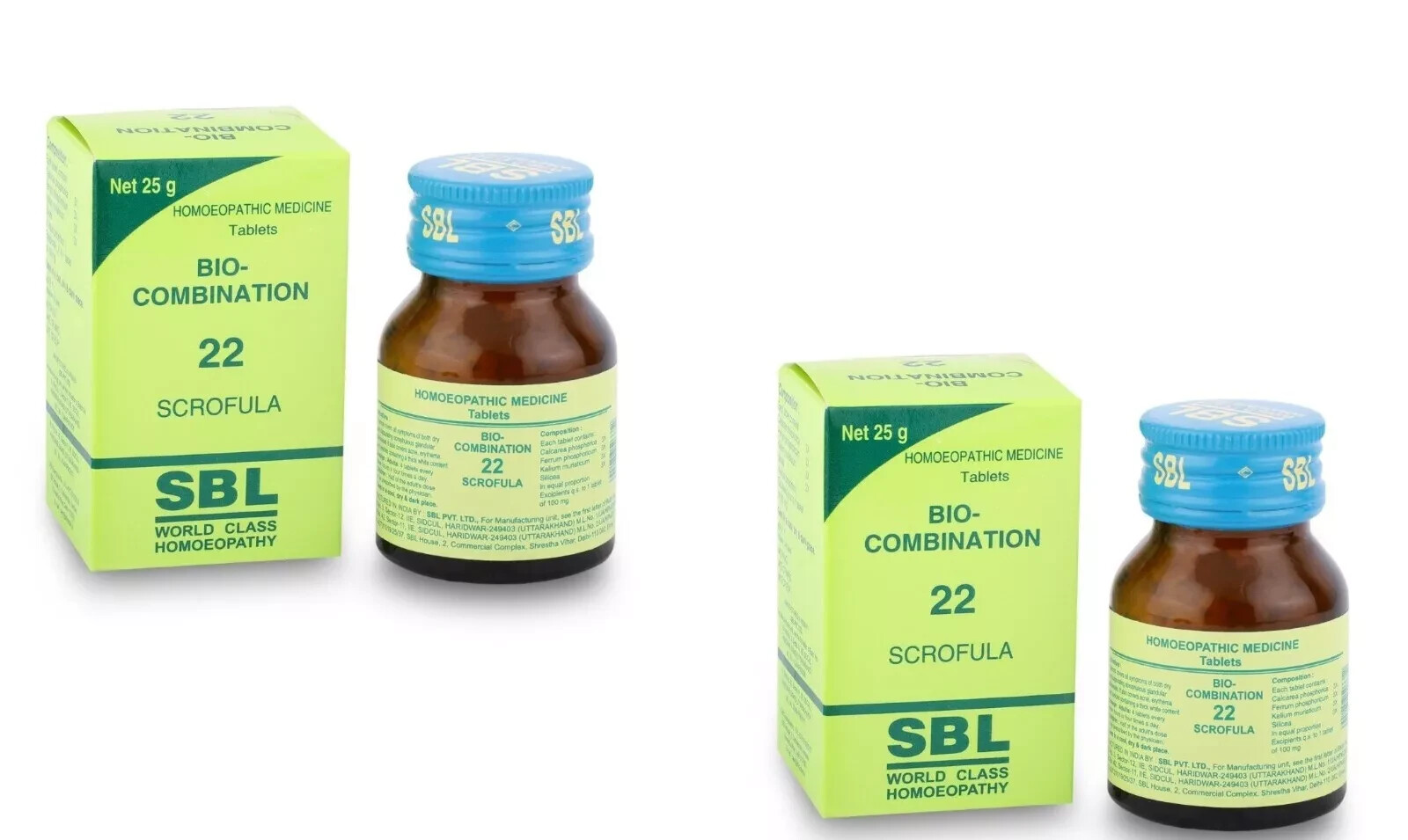 SBL Bio-Combination 22 (BC22) Tabs 25g for Scrofula & Glandular 2 PACK