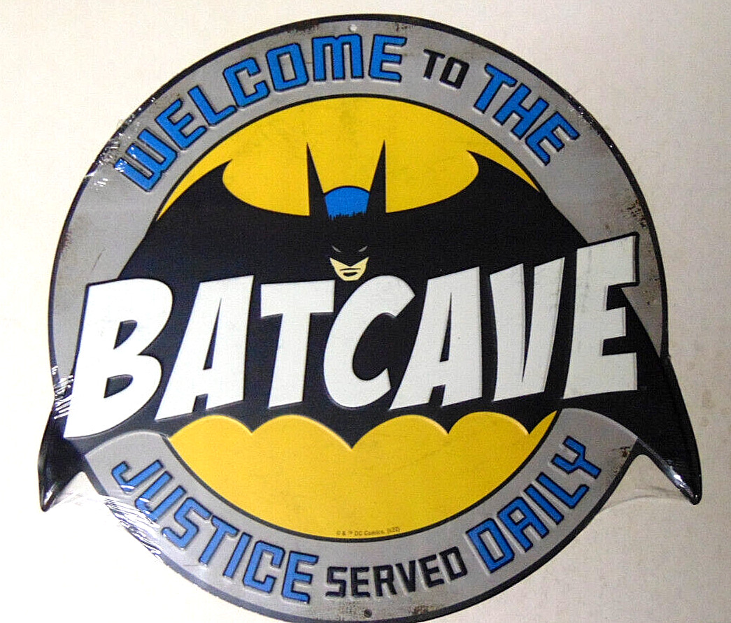Welcome To The Batcave Justice Served Daily 11x12 Tin Litho Batman Sign DC Comic