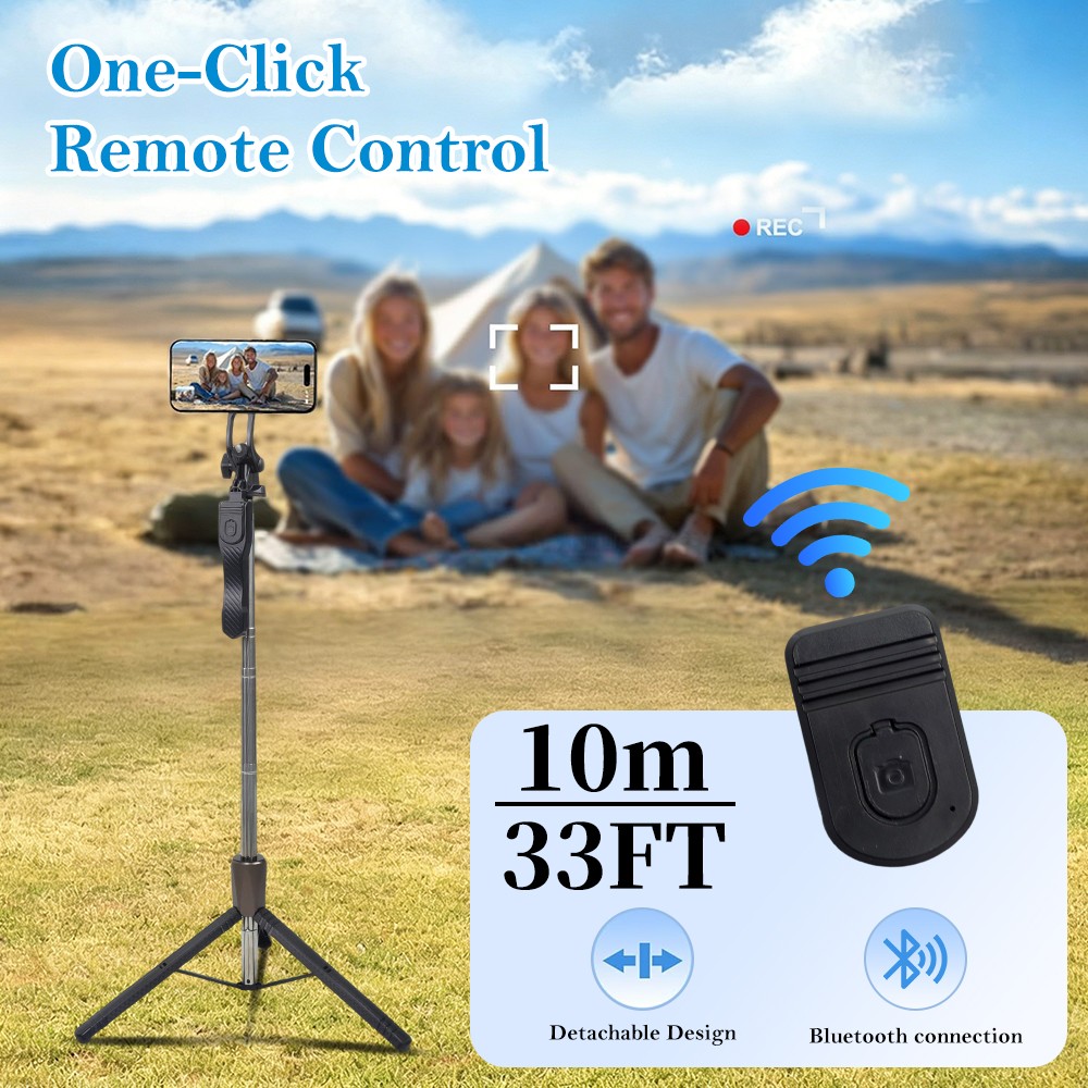Magnetic Phone Tripod Extendable 360° Selfie Stick w/Remote for iPhone & Android