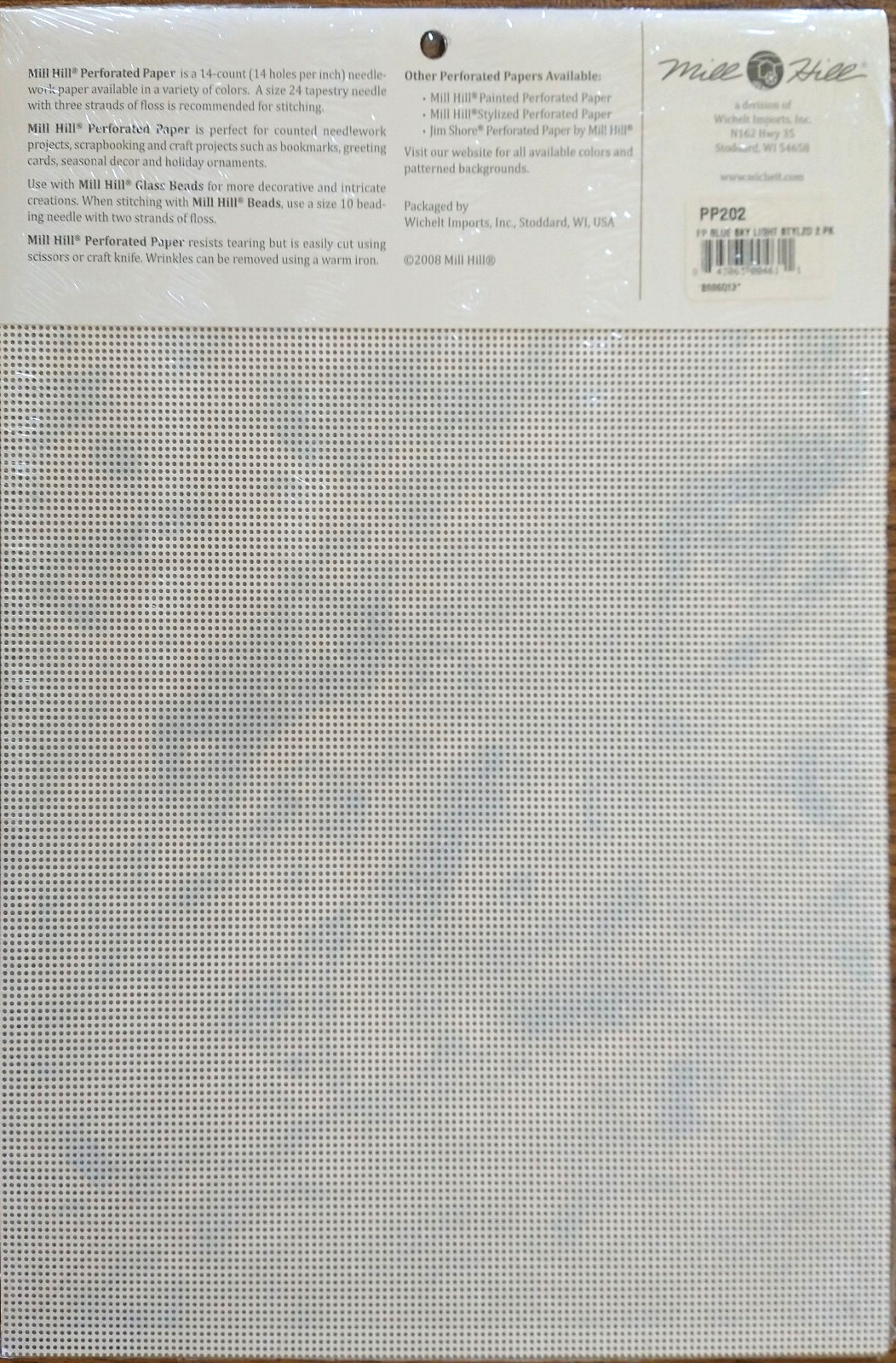 Mill Hill Perforated Paper 14ct 2pc 9x12 PP202 Blue Sky Light