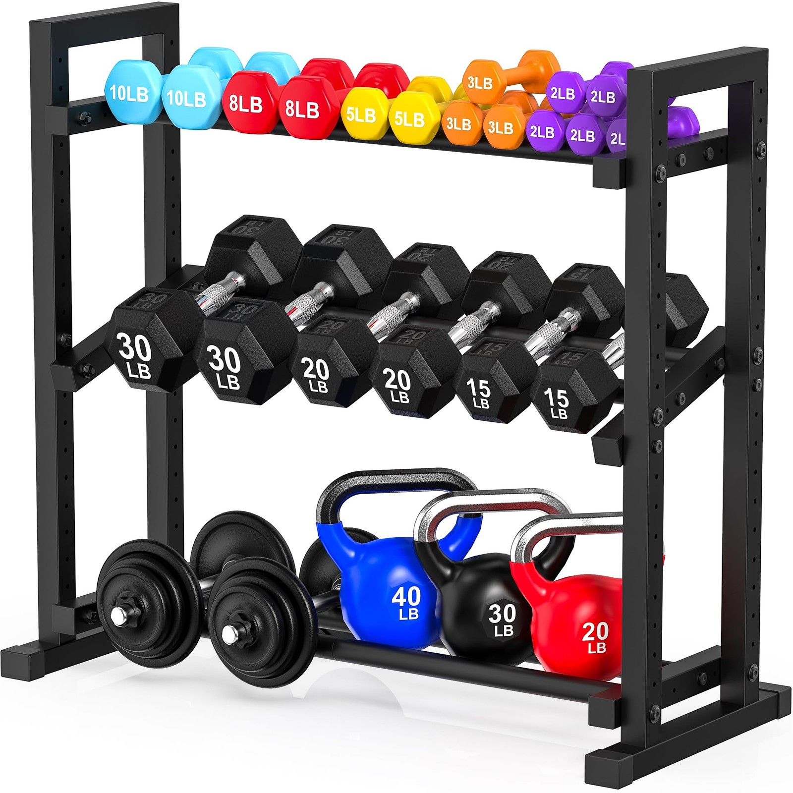 3-Tier Adjustable Dumbbell Rack, Weight Rack for Home Gym Storage, Heavy Duty...