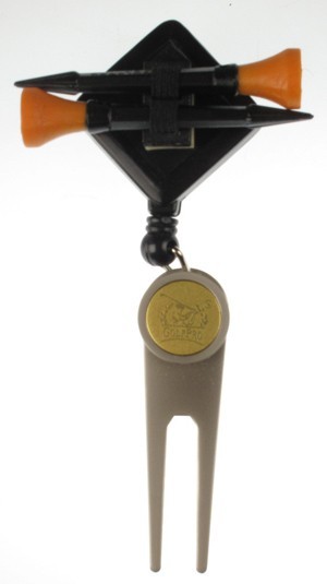 Lot Of 2 STAINLESS STEEL RETRACTABLE BELT CLIP DIVOT TOOL BALL MARKER TEE HOLDER