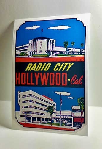 Radio City California Vintage Style Travel Decal / Vinyl Sticker, Luggage Label