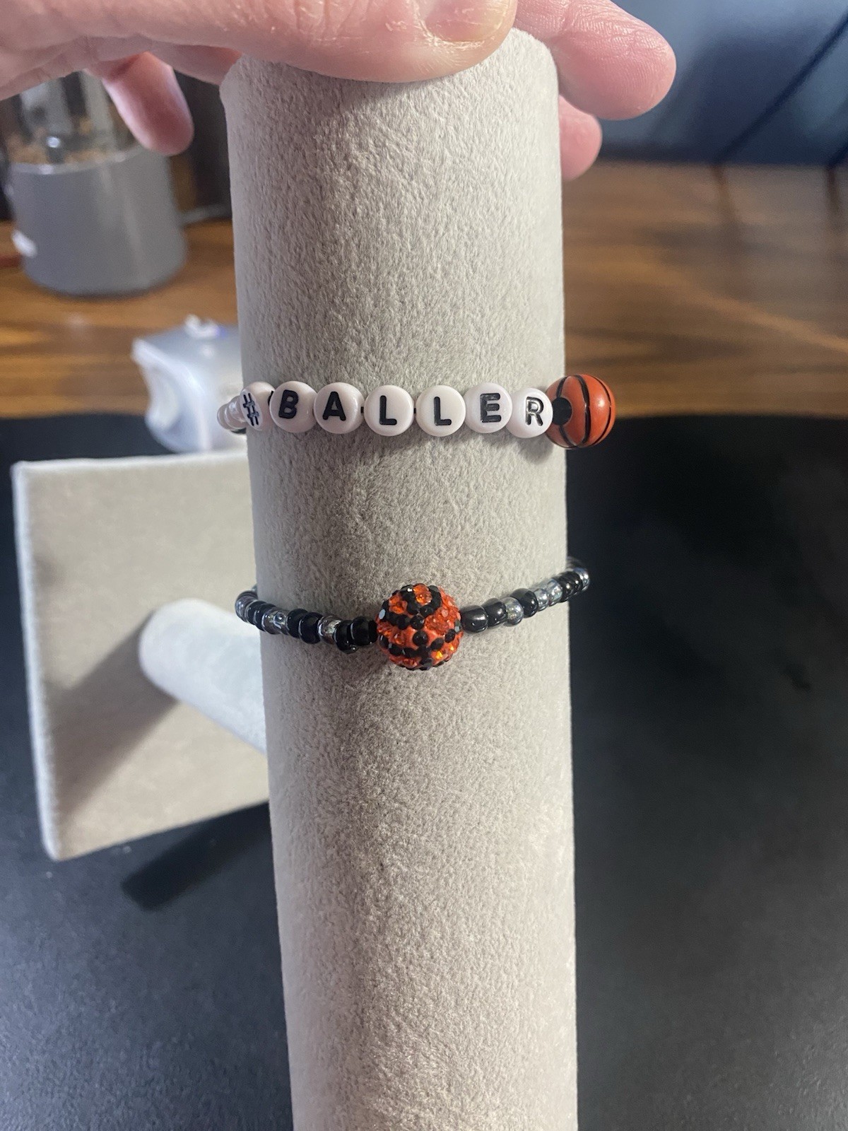 2 basketball theme friendship bracelets 7 in with elastic string