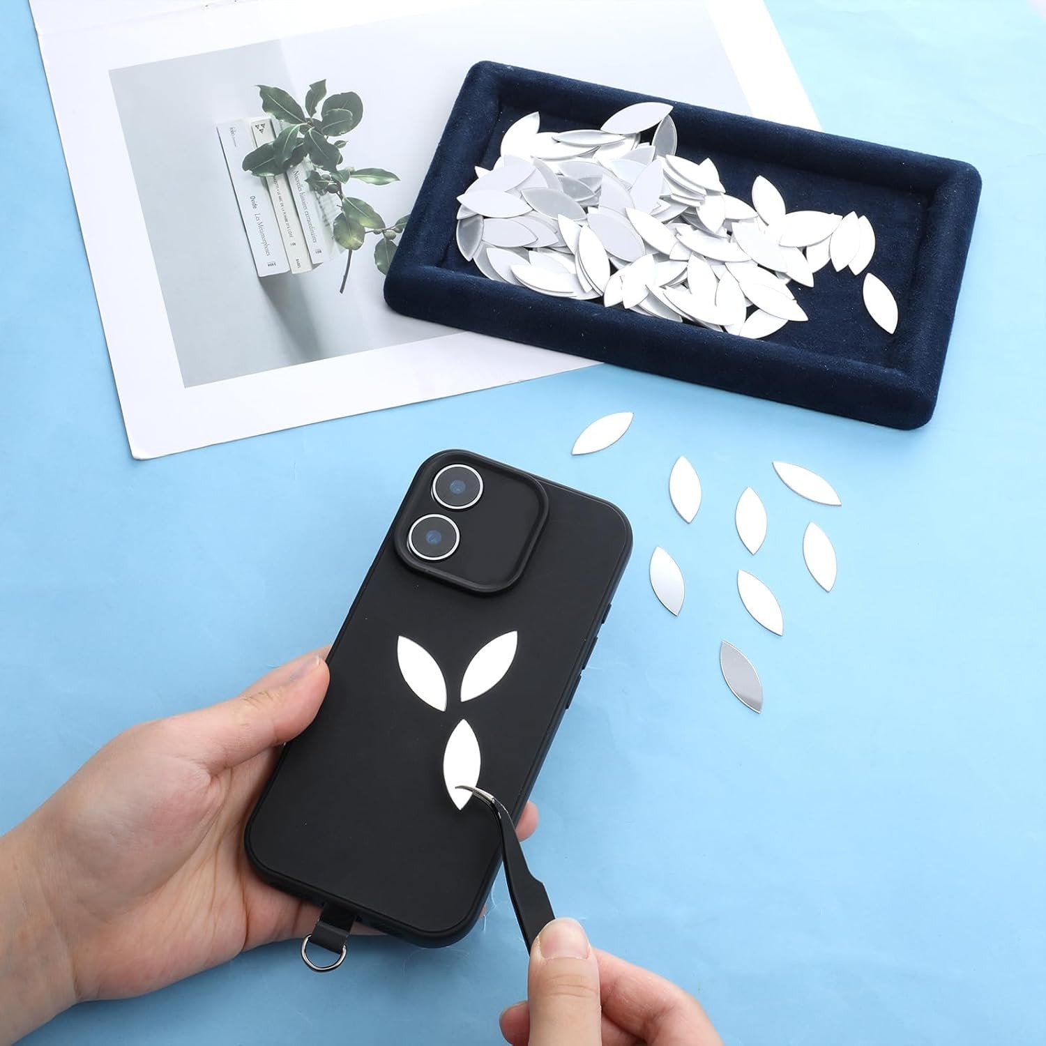 Leaf Shape Small Mirrors for Crafts, 200pcs 0.5x1 Inch Craft Transparent