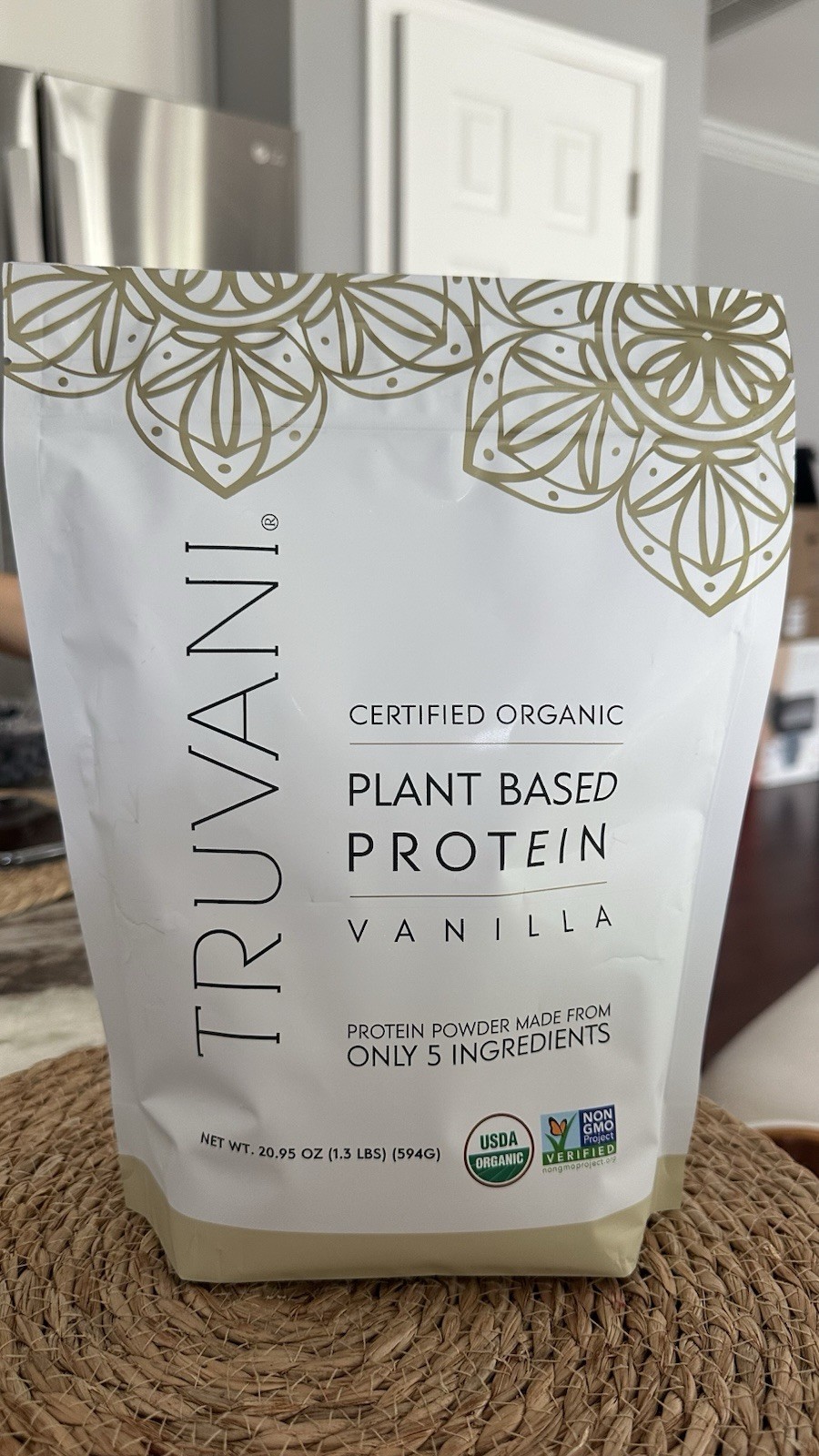 Truvani Organic Plant-Based Protein Powder Vanilla, Vegan, Gluten-Free, 20.95 oz