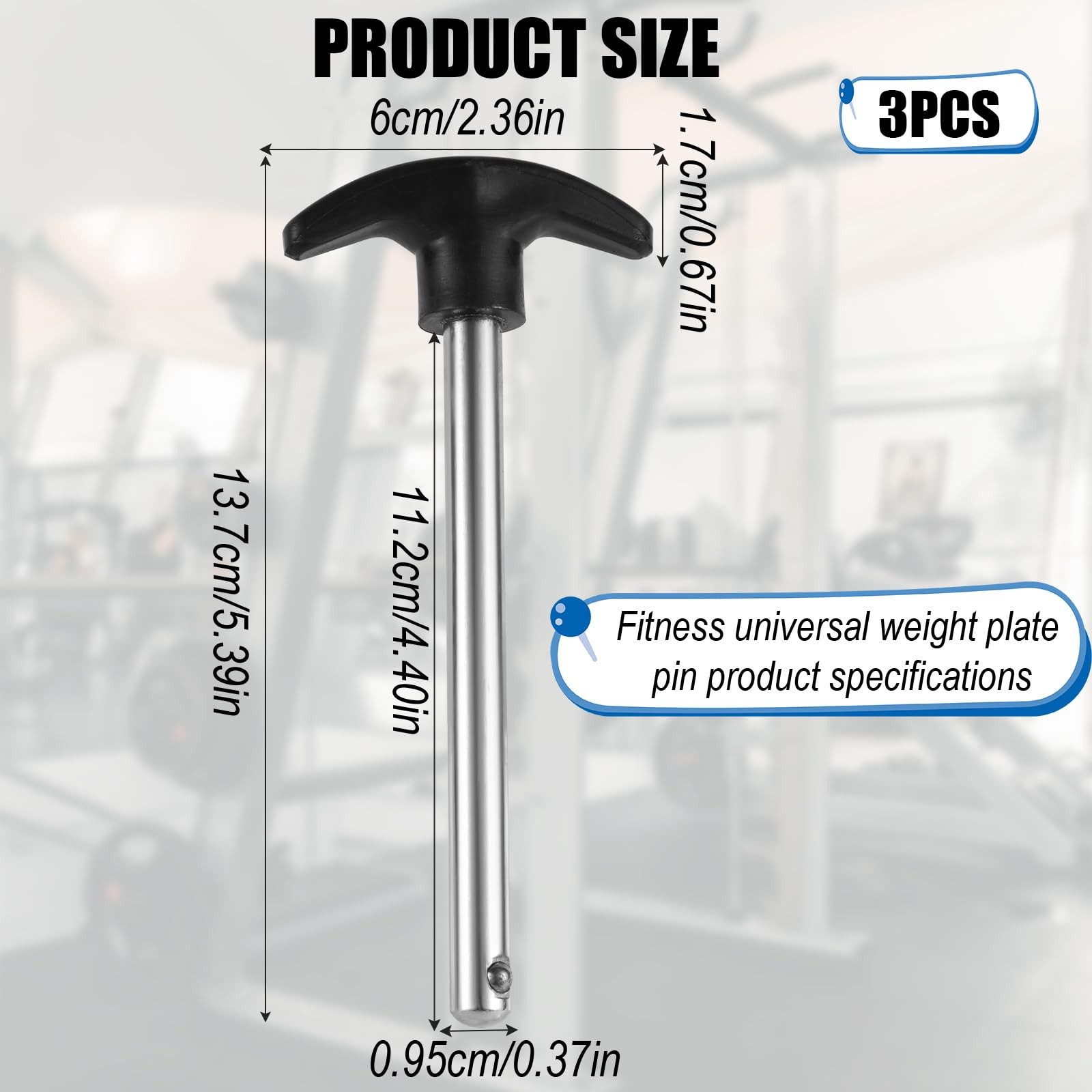 3/8 Inch Crescent Weight Stack Pin Heavy Duty Home Gym Machine Accessory