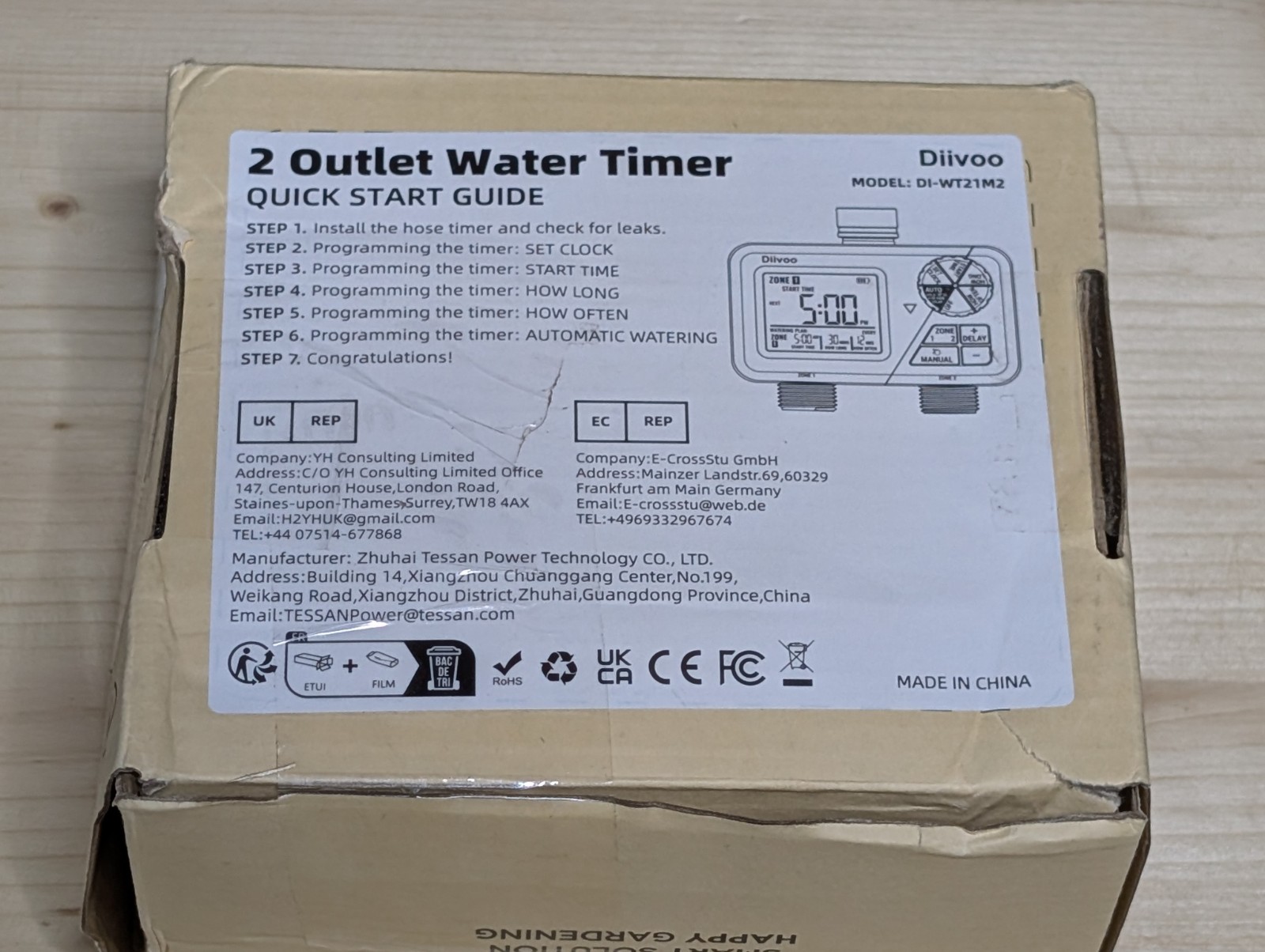 Sprinkler Timer Outdoor Water Garden 2-Outlet Programmable Hose Watering Timer