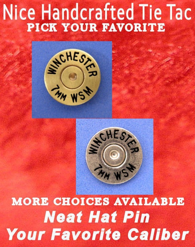 7 MM WSM Caliber Cartridge Hat Pin Shooting Jacket Pin Tie Tack Gun Ammo Lapel
