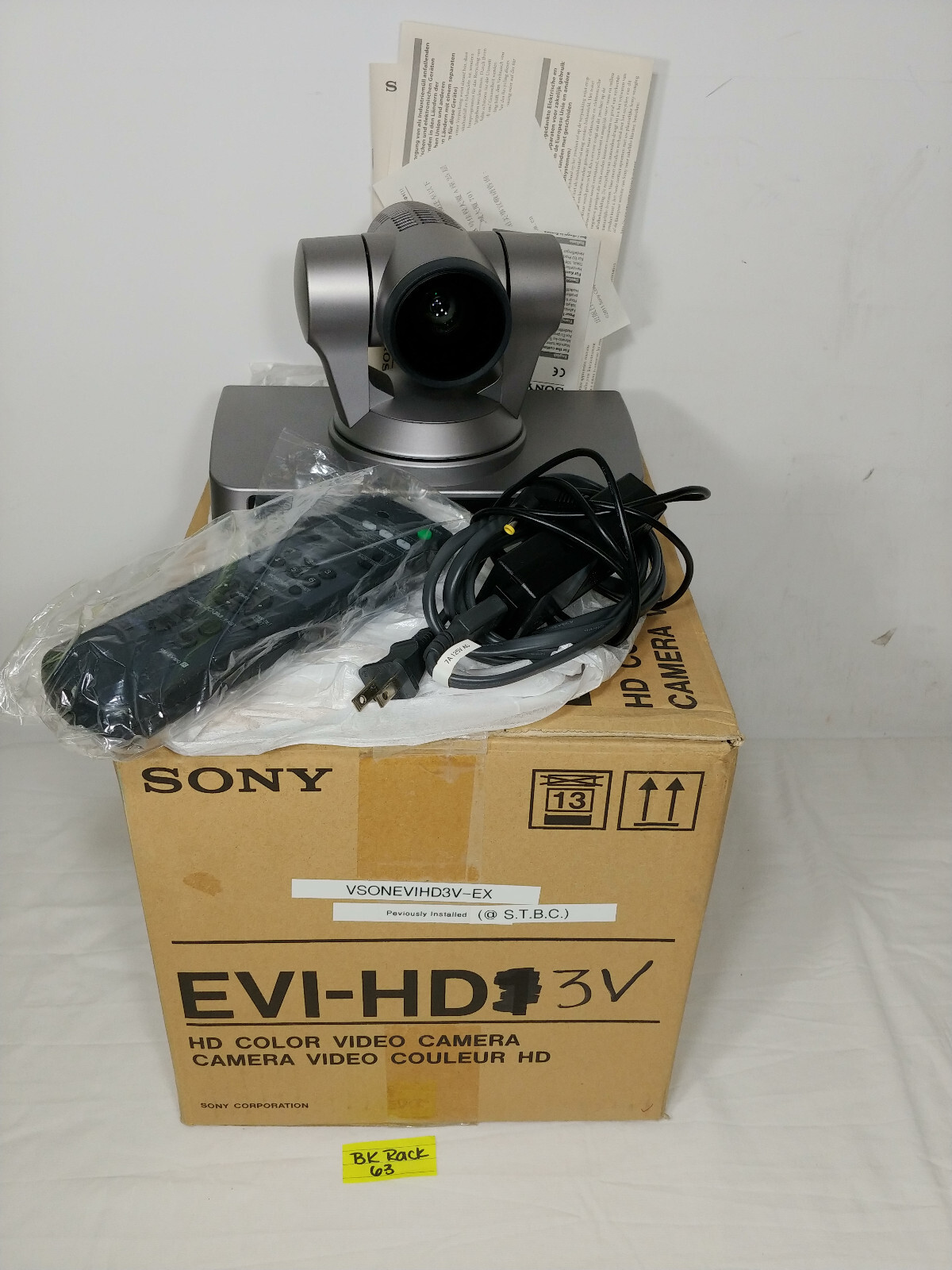 SONY EVI-HD3V HD PTZ VIDEO CAMERA Conference Conferencing Web Zoom w/ PWR Supply