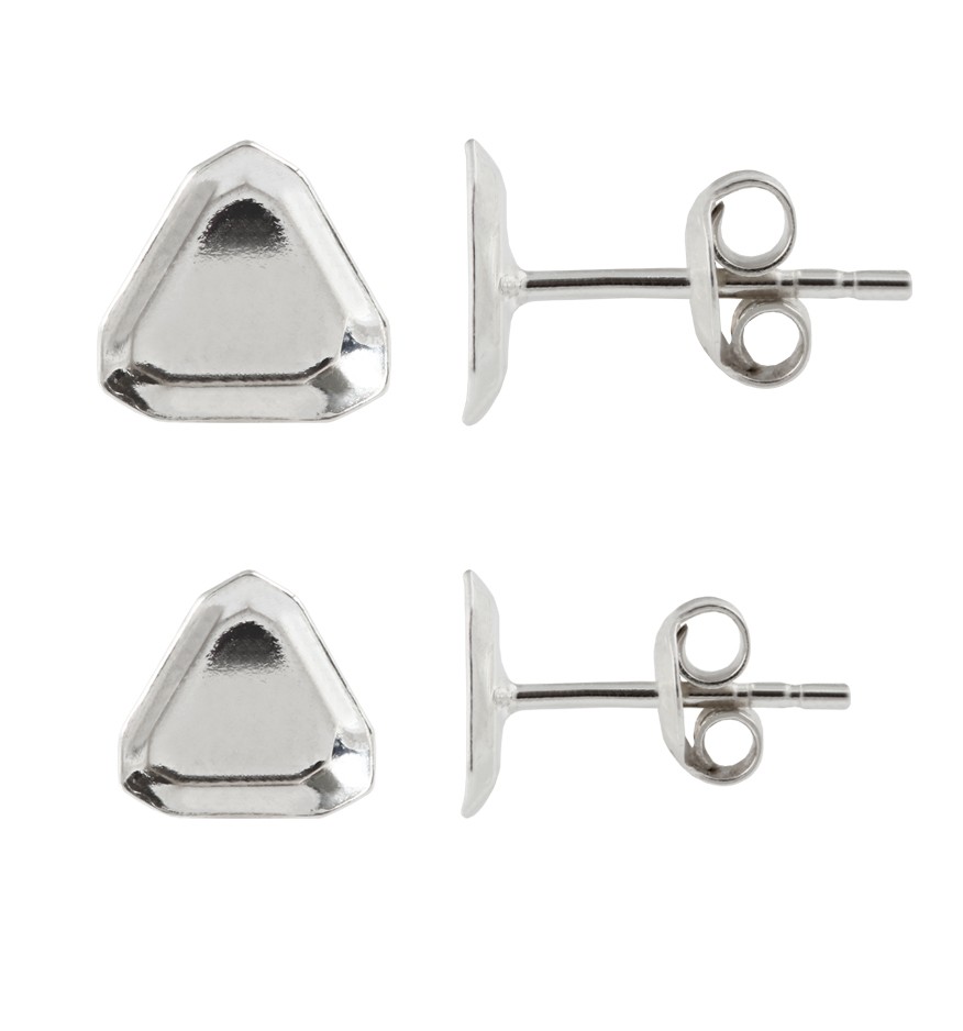 Sterling Silver Stud Posts Earrings for Gluing 4841 Cube Crystals 4mm 6mm 8mm
