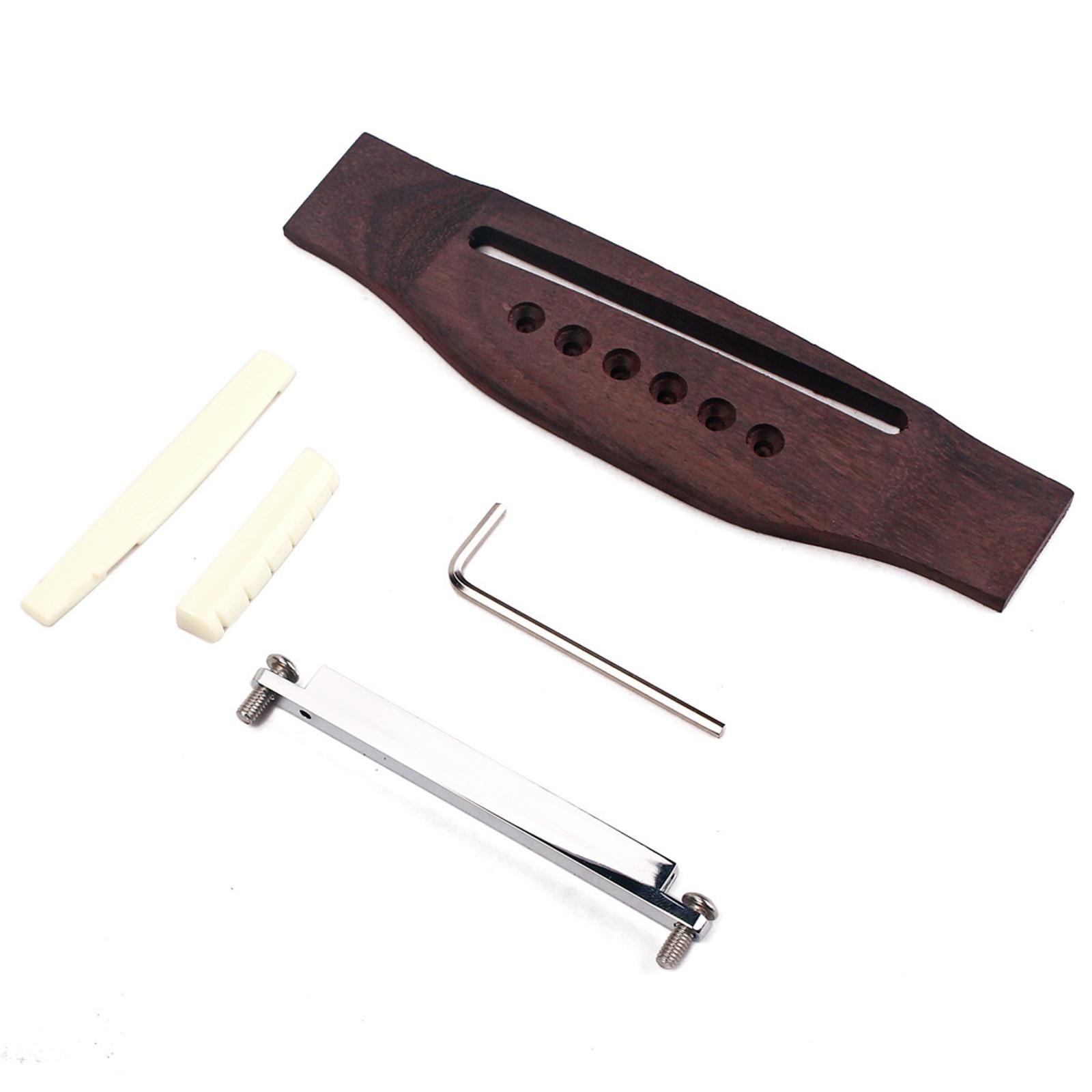 Adjustable Shaft Rosewood Guitar Bridge Saddle Nut Kit For Acoustic Guitar