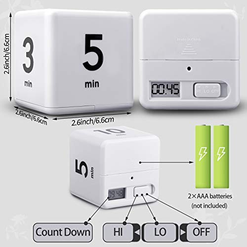 Weewooday 2 Pieces Cube Productivity Timer Flip Gravity Sensor Flip Countdown