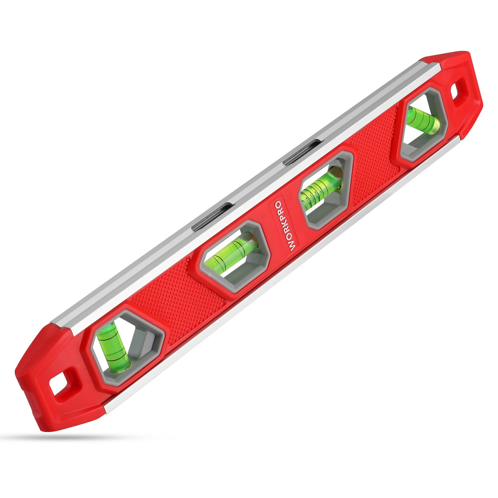 WORKPRO 12 Inch Magnetic Torpedo Level Red
