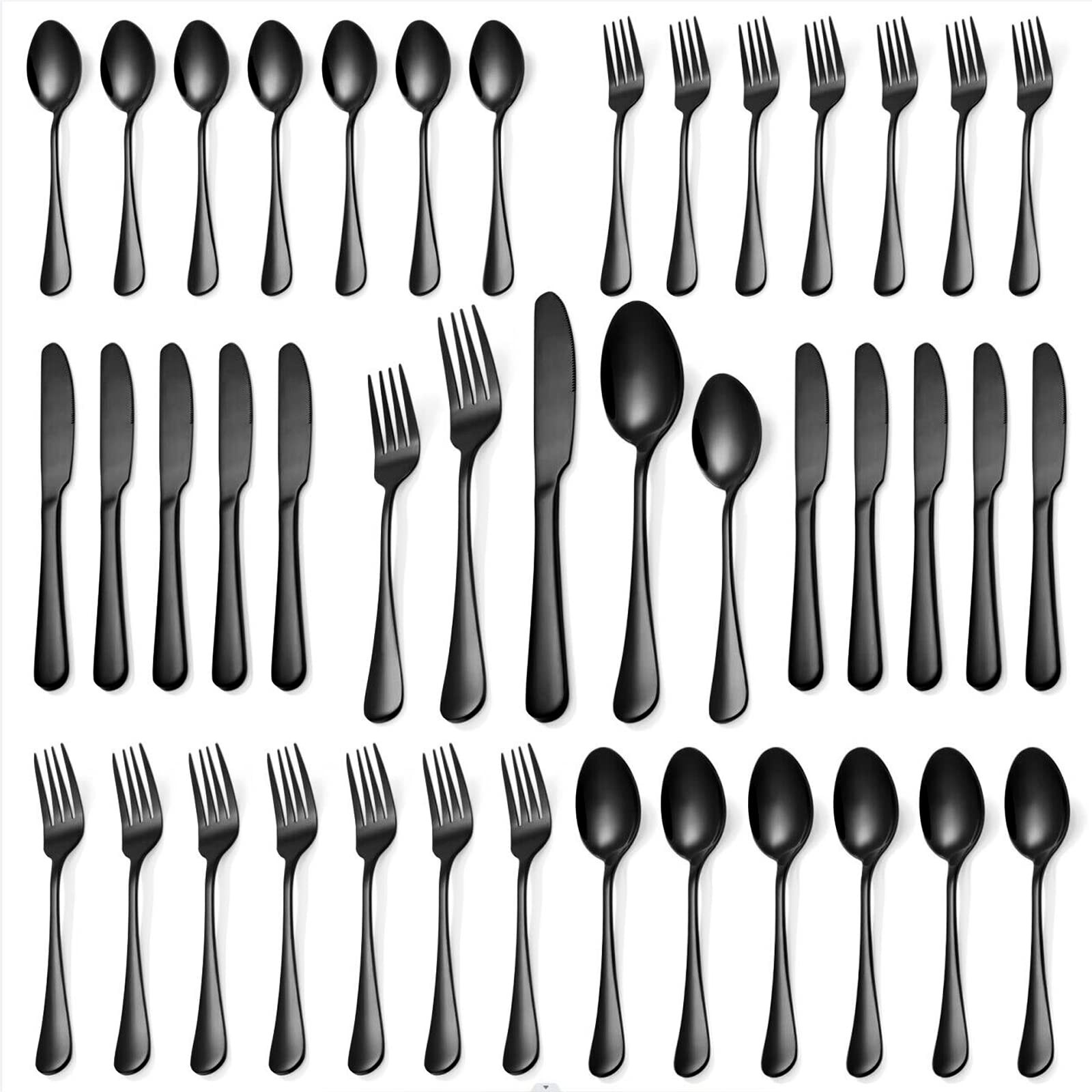 20 Pcs Black Silverware Set, Stainless Steel Flatware Set for 4, Food-Grade C...