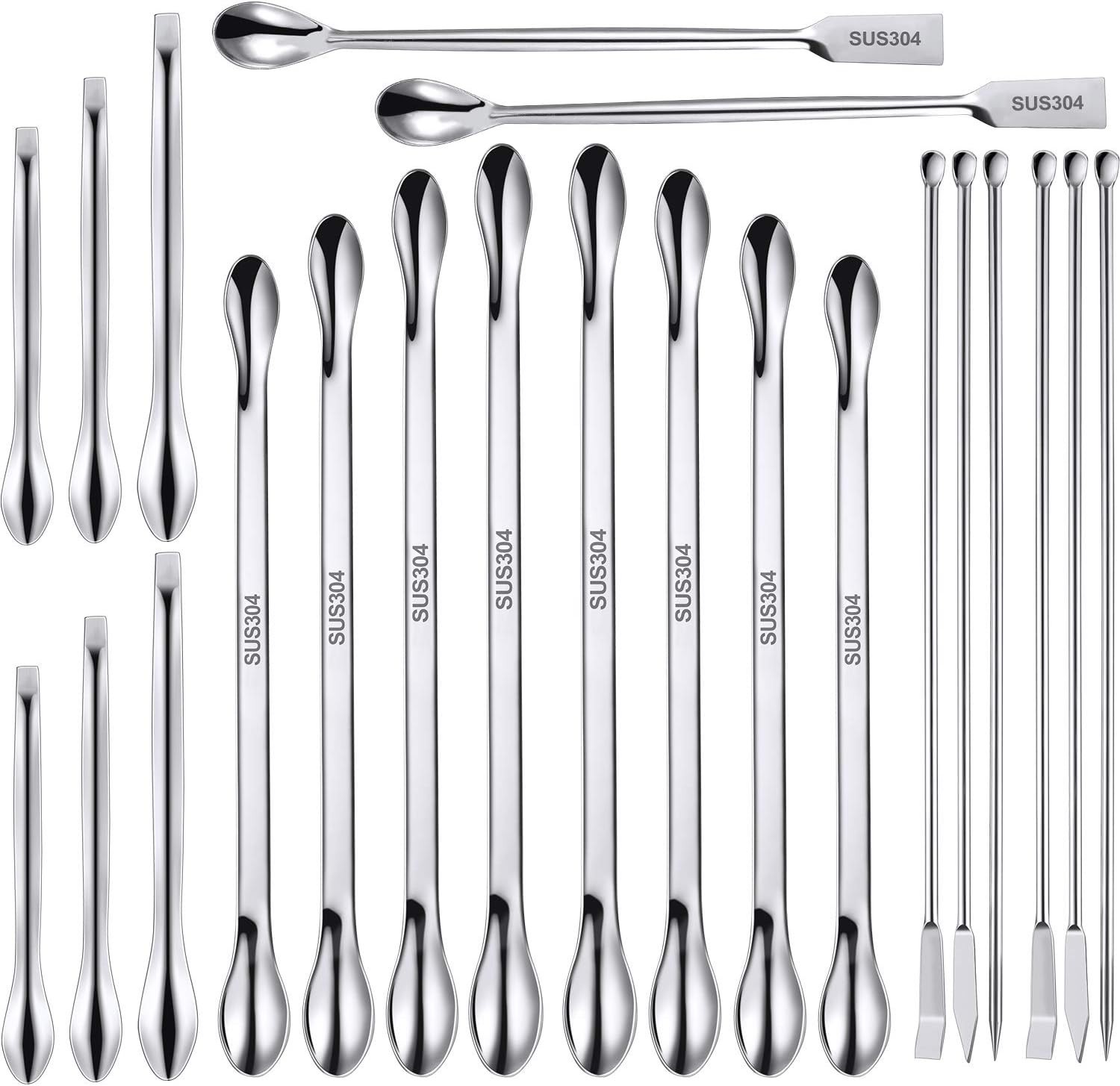22 Piece Stainless Steel Lab Spatula Micro Scoop Set Laboratory Sampling Spoons