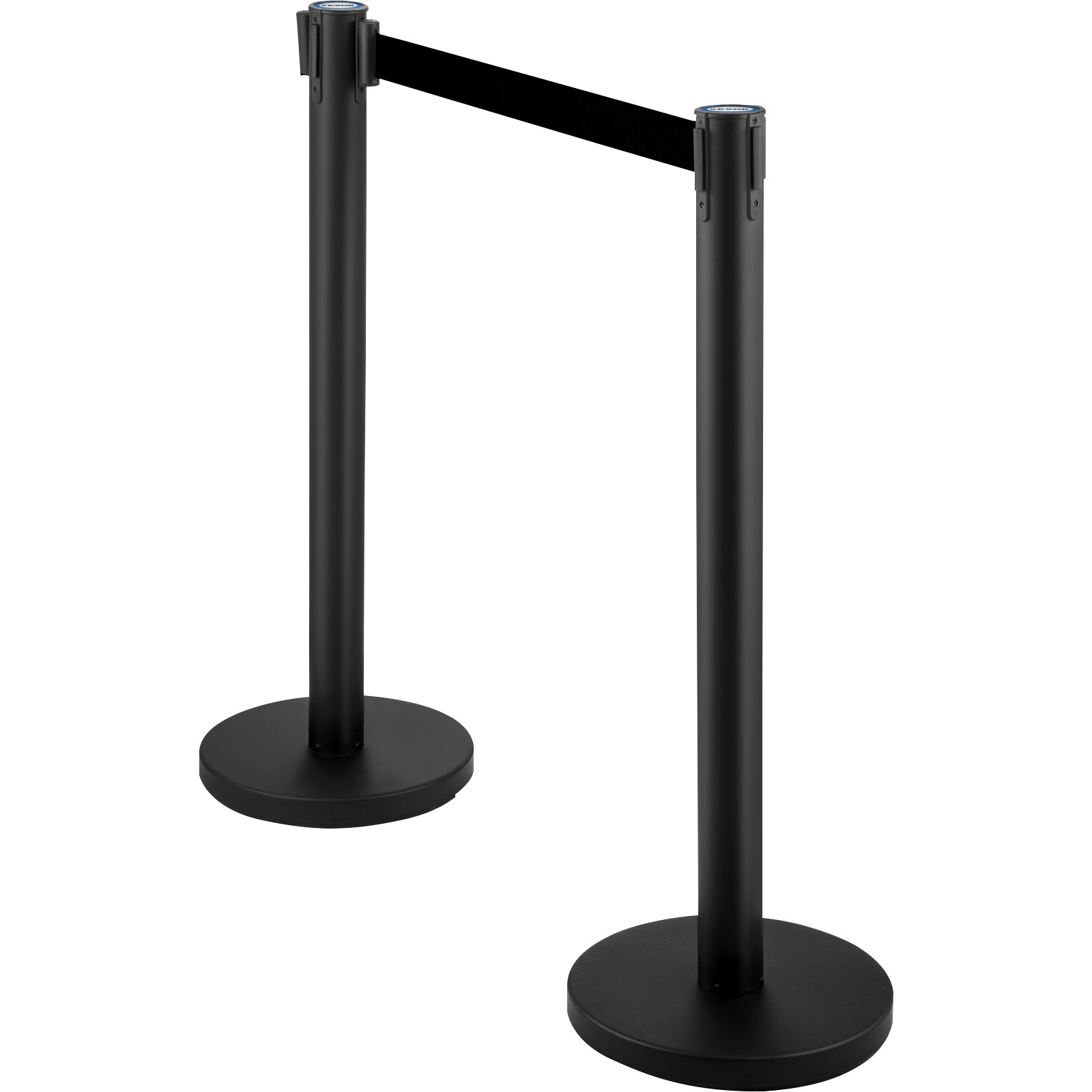VEVOR 6PCS Black Belt Stanchion Queue Posts Stand Rope Retractable Crowd Barrier