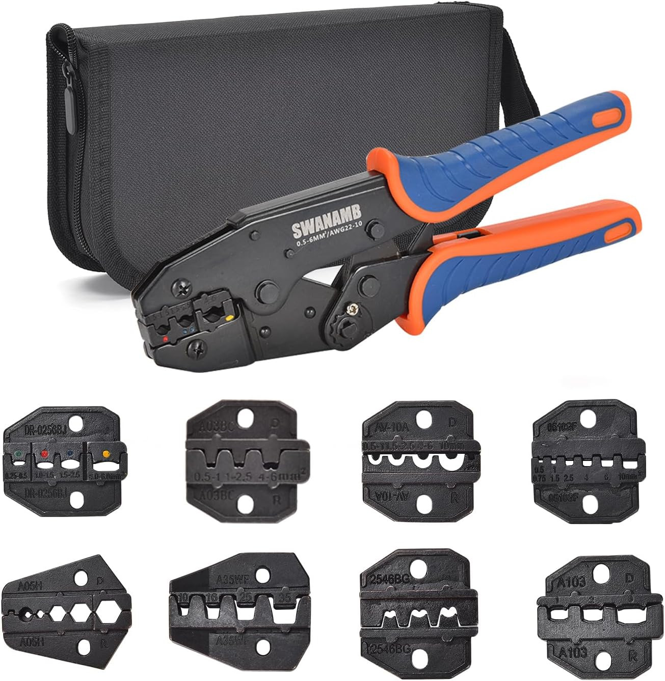 Wire Crimping Tool Set Ratcheting Wire Crimper Tool with 9Pcs Interchangeable Di