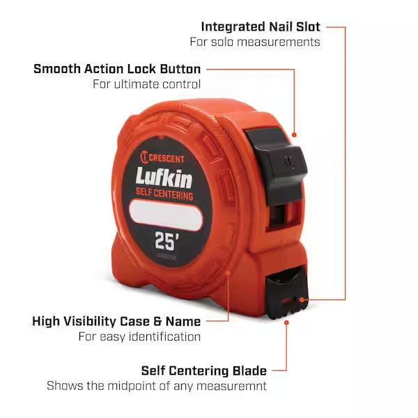 Lufkin 25 Ft. Self-Centering Power Tape Measure