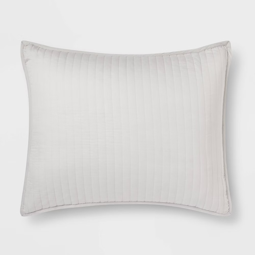 King Washed Cotton Sateen Quilt Sham Light Gray - Threshold: OEKO-TEX Certified,