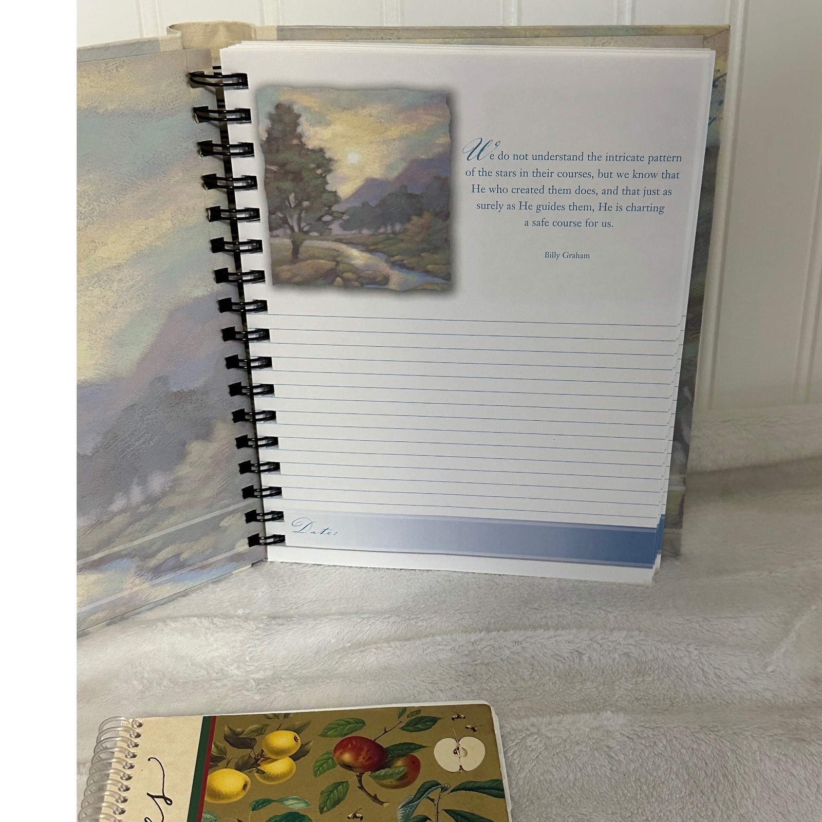 DaySpring Devotional Journal & Address Book Set Blue Botanical Excellent 2pc