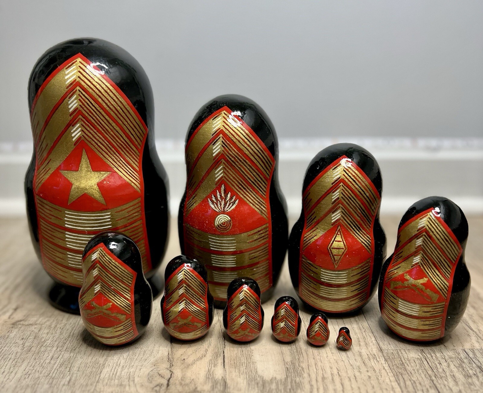 USMC 10 Piece Nesting Doll - Marine Corps Enlisted Rank - Dress Blues