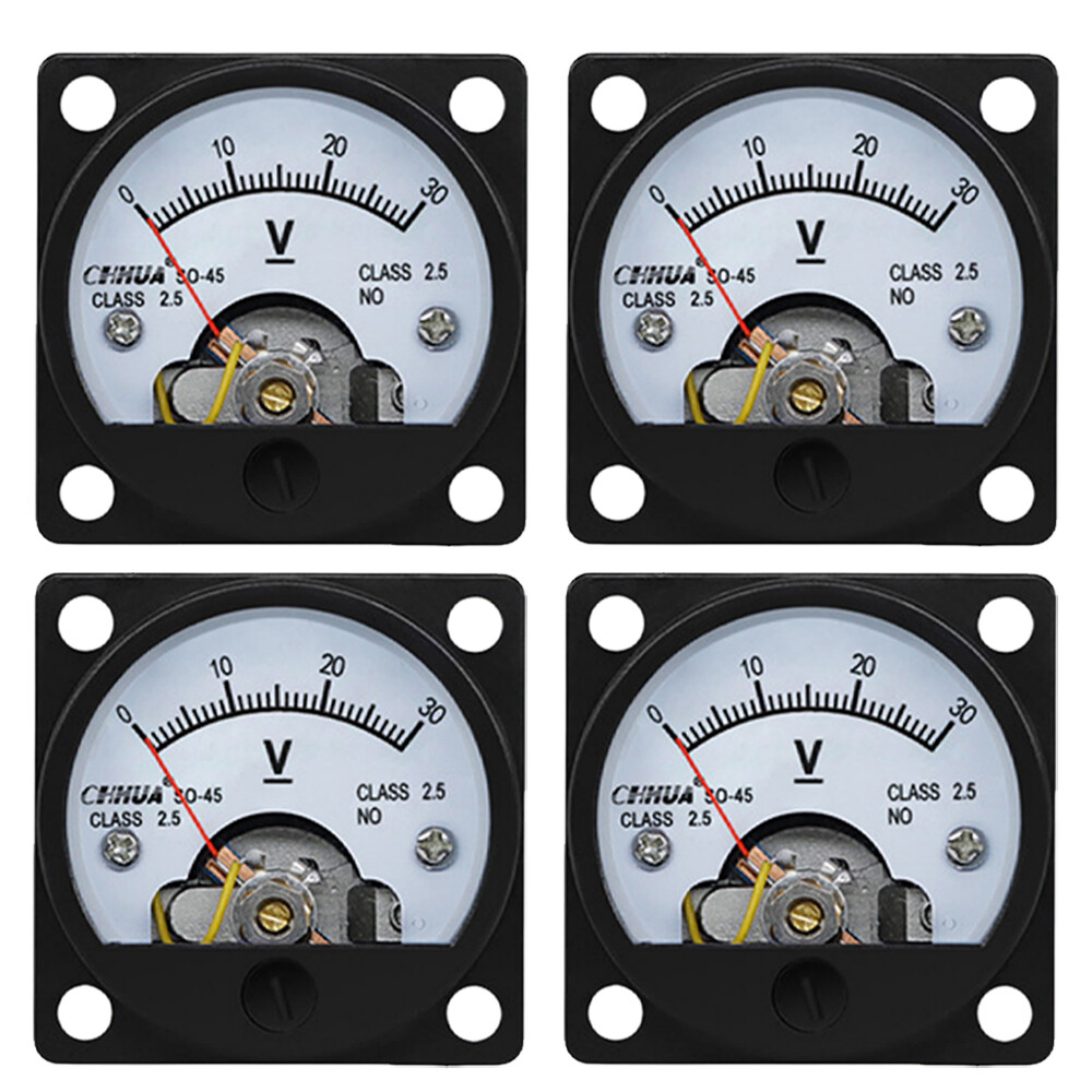 4x DC 0- 30V Analog Voltmeter Analogue Voltage panel meter SO45 Directly Connect