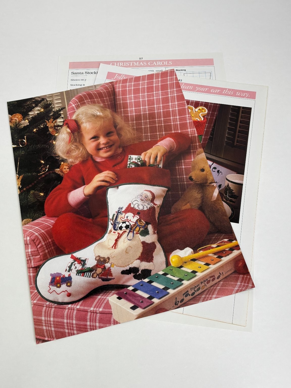 Santa Stocking Needlework Pattern 17.5in Book Pages