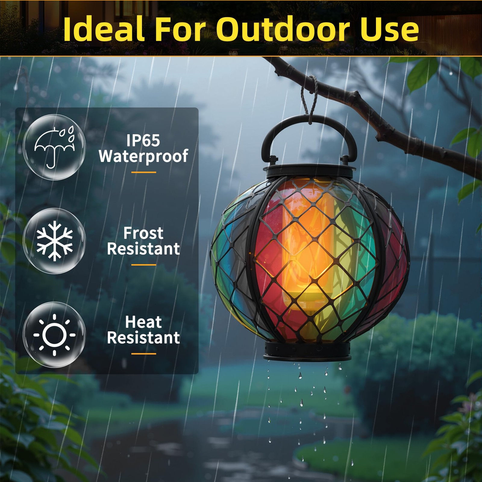 Solar Light Replacement Top with Flickering Flame, 2 Pack Waterproof Solar Repla