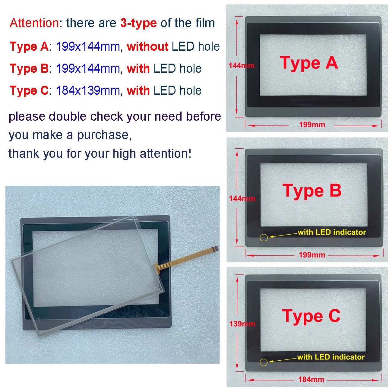 Touch Screen Overlay Fit for PanelMaster PT070-1BF PT070-1BF-T1S Control Panel