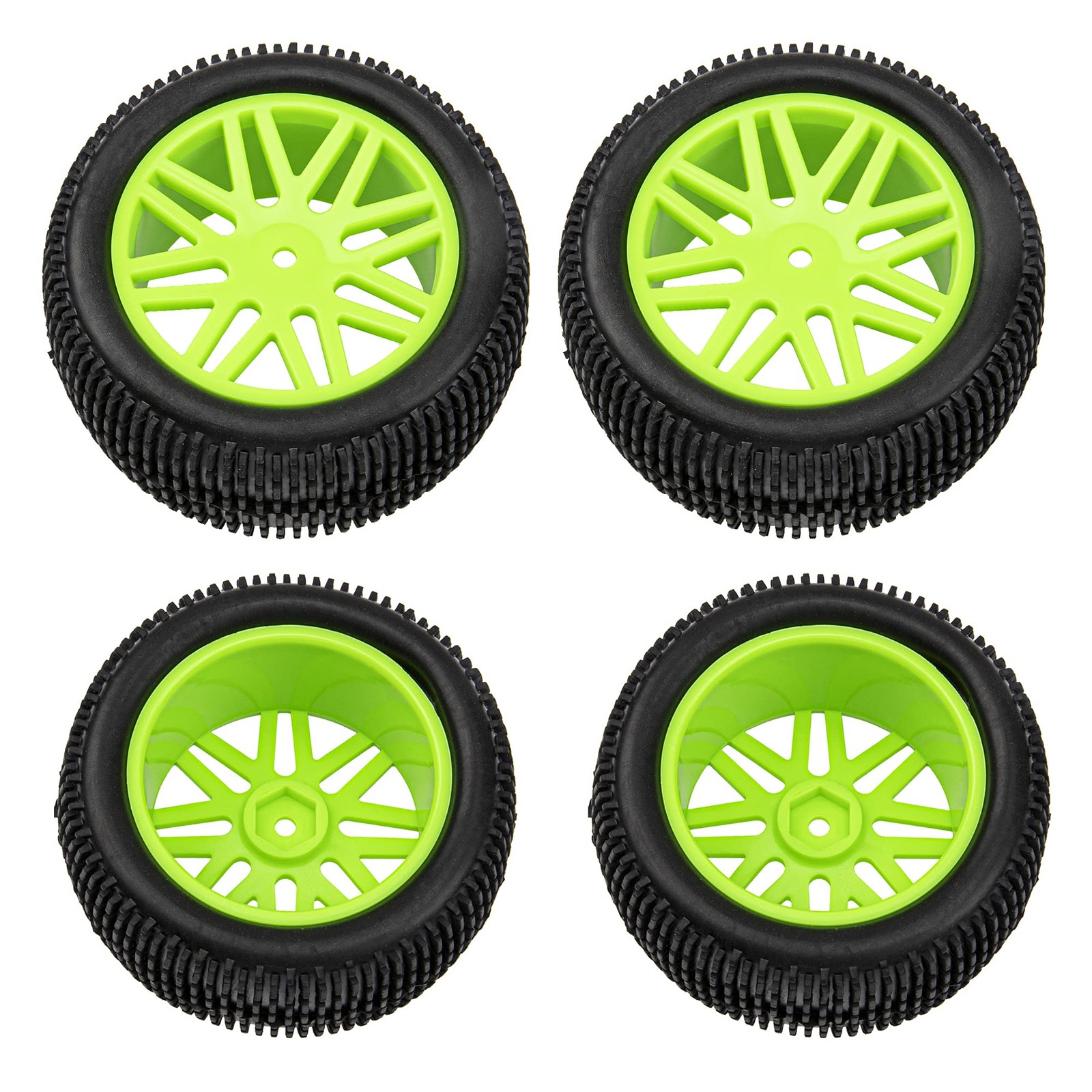 12mm Hex Wheel Rims & OD 88mm/3.46" Tires with Foam Front Rear Wheel with Red...
