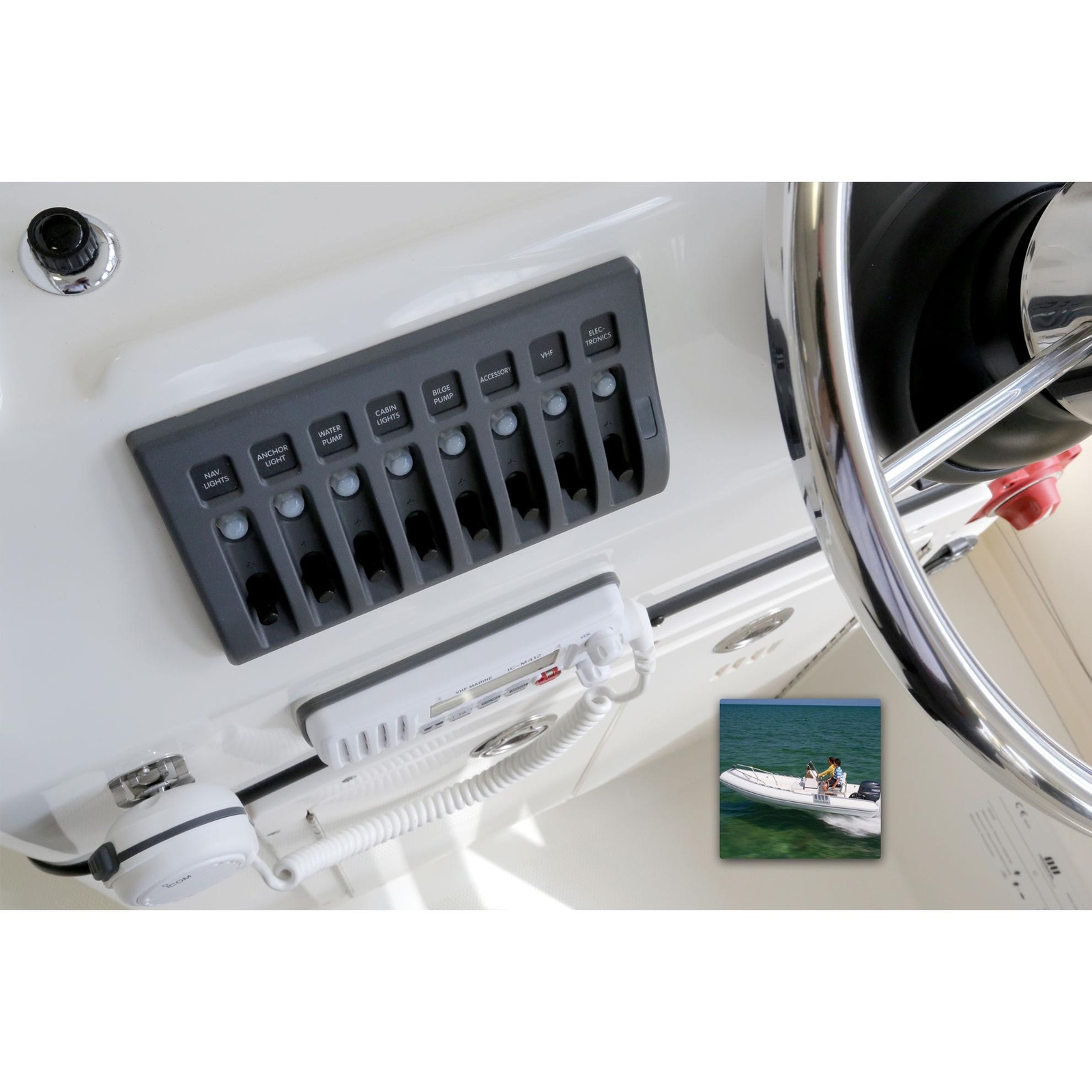 Blue Sea 4378 WeatherDeck 12V DC Waterproof Circuit Breaker Panel, Gray 8 Pos