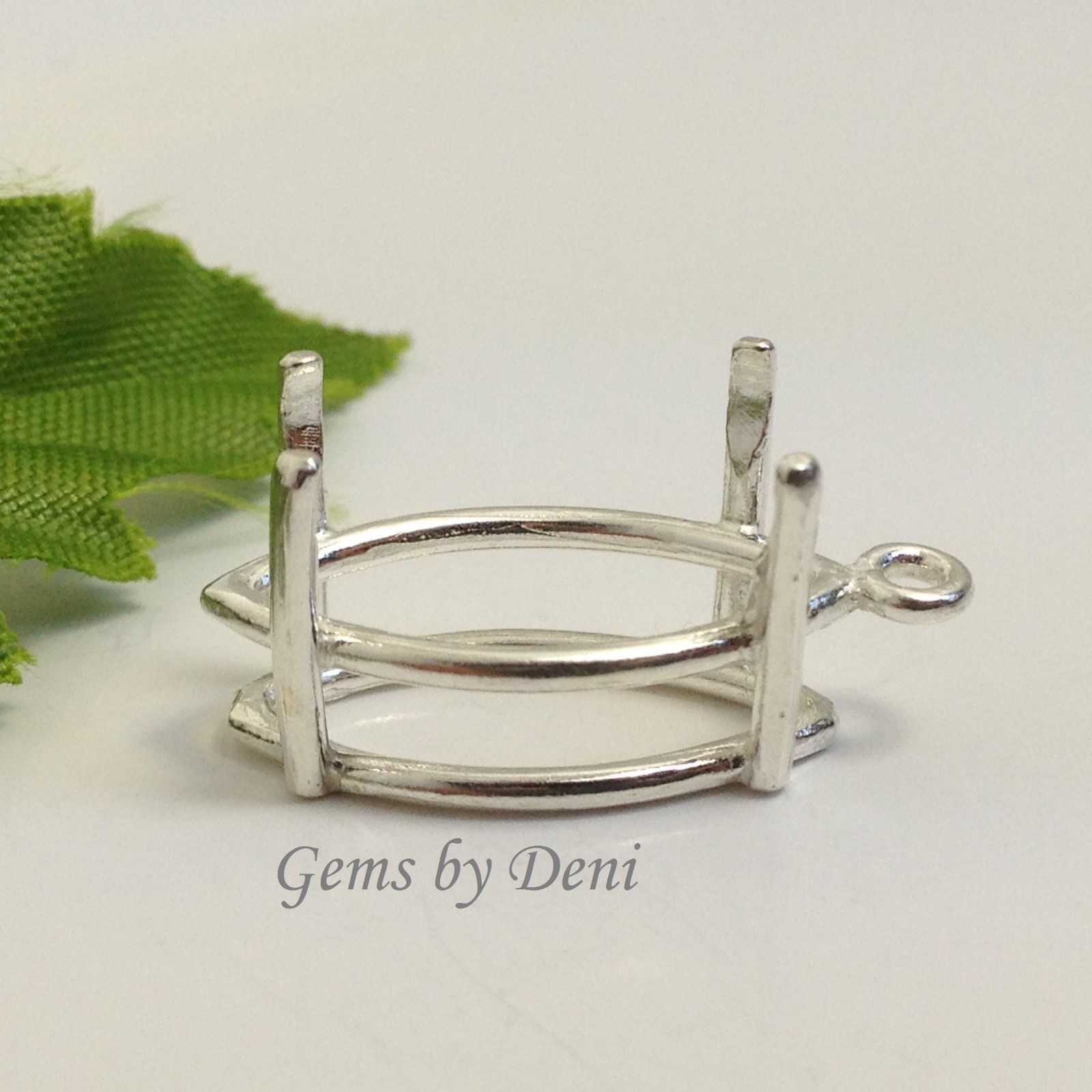 Sterling Silver Marquise Pre-Notched Dangle Pendant Setting (8x4mm-20x10mm).