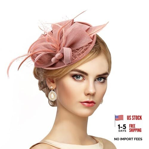 Fascinator Tea Party Hat - 2026 Derby Pillbox Kentucky Hat for Women Pink