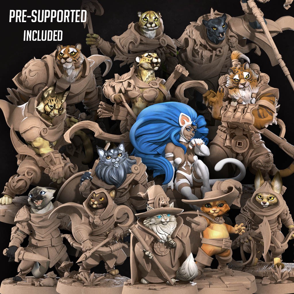 Tabaxi (Full Set) | Fantasy Miniature | Bite the Bullet