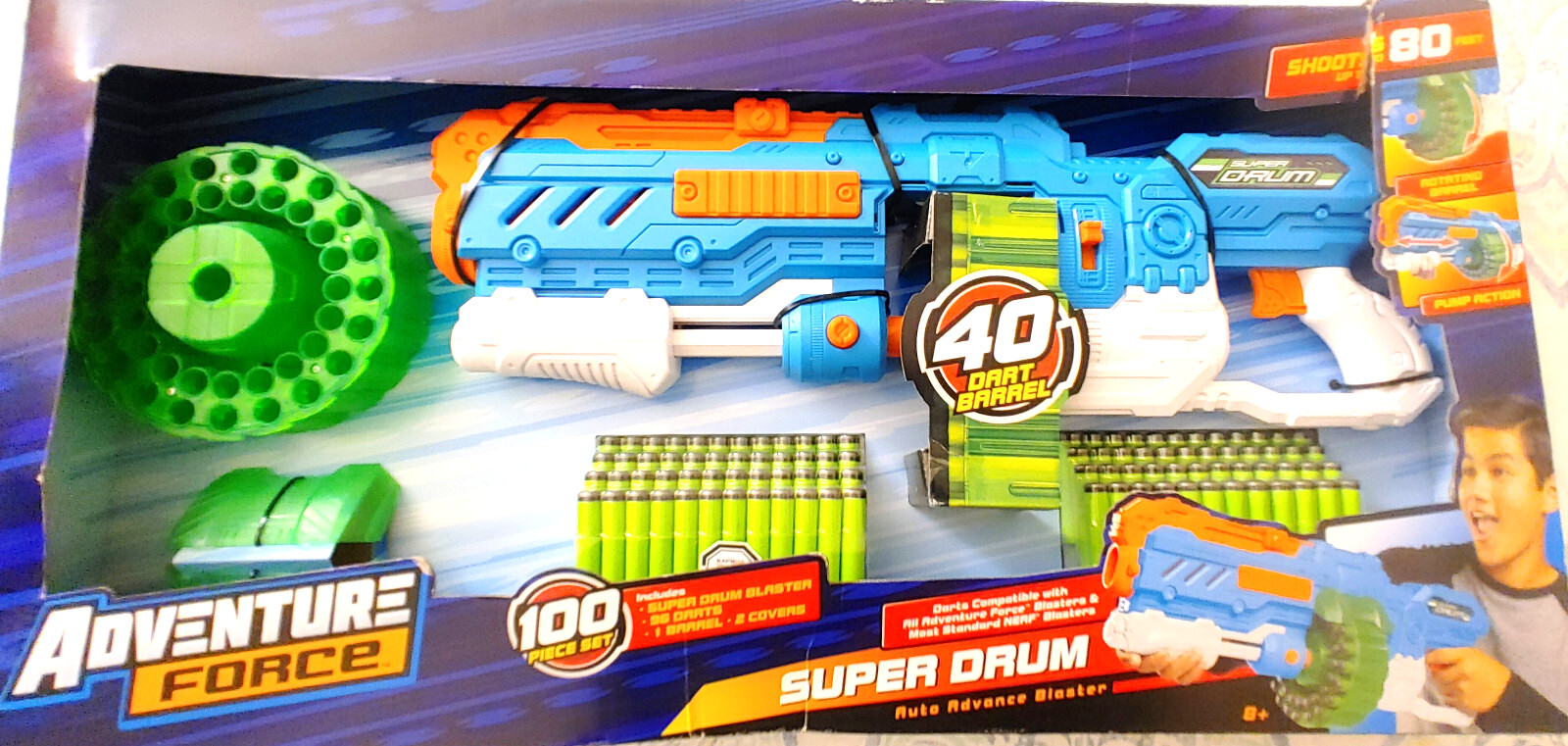 Adventure Force Villainator Pump Action Super Drum Dart Blaster Nerf Compatible