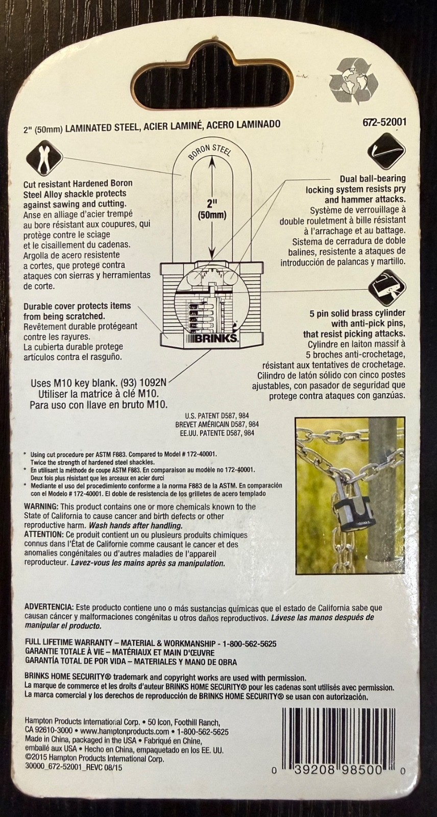 Brinks Home Security Laminated Steel Padlock (672-52001)