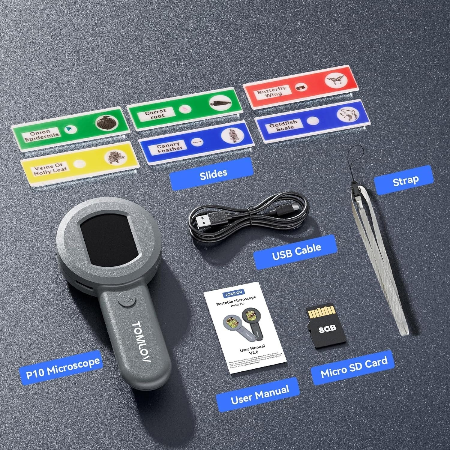 P10 Microscope for Adults Kids, Portable 100X Illuminated Jewelers Loupe, Han...