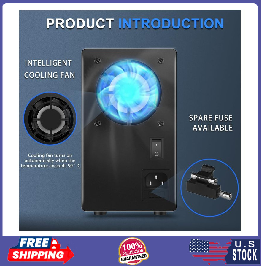 DC Power Supply Variable: 30V 10A Adjustable Switching 4-Digits LED 5V/2A USB