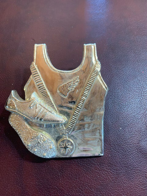 TRACK & FIELD trophy parts lot of 2 pcs plaque relief Craft Repurpose