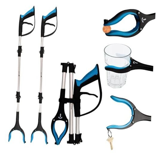 LIFE WORKS Reacher Grabber Tool - 360° Rotating Head - 4.5" Jaw Opening - 2
