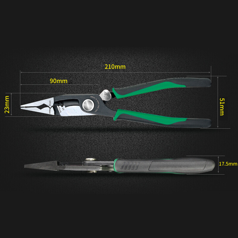 8 inch Crimping Tools Needle-nose Pliers Multitool Nippers Cable Wire Stripper