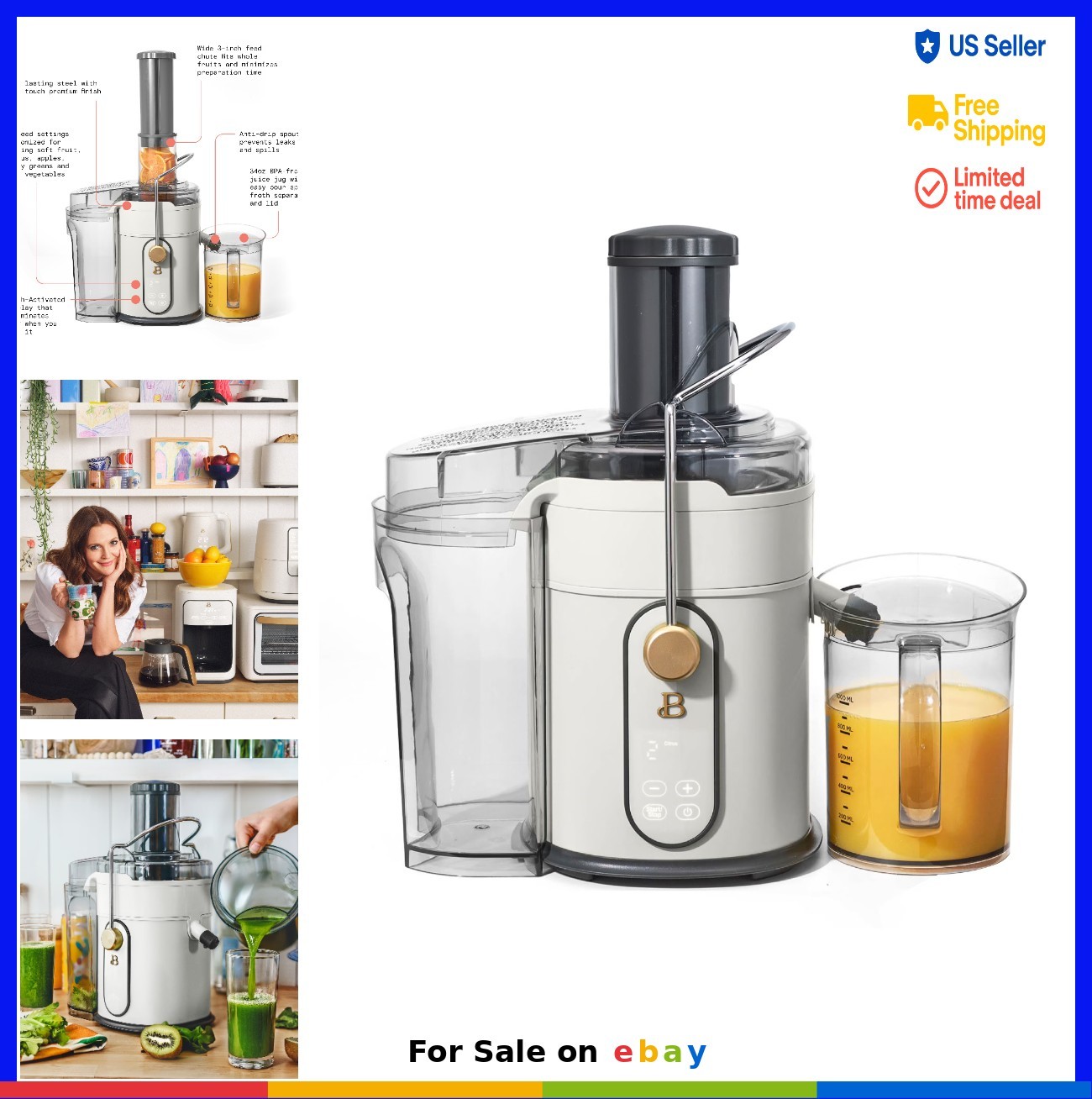 Electric Juice Extractor 5 Speed 1000W Touch Display Extra Wide Chute