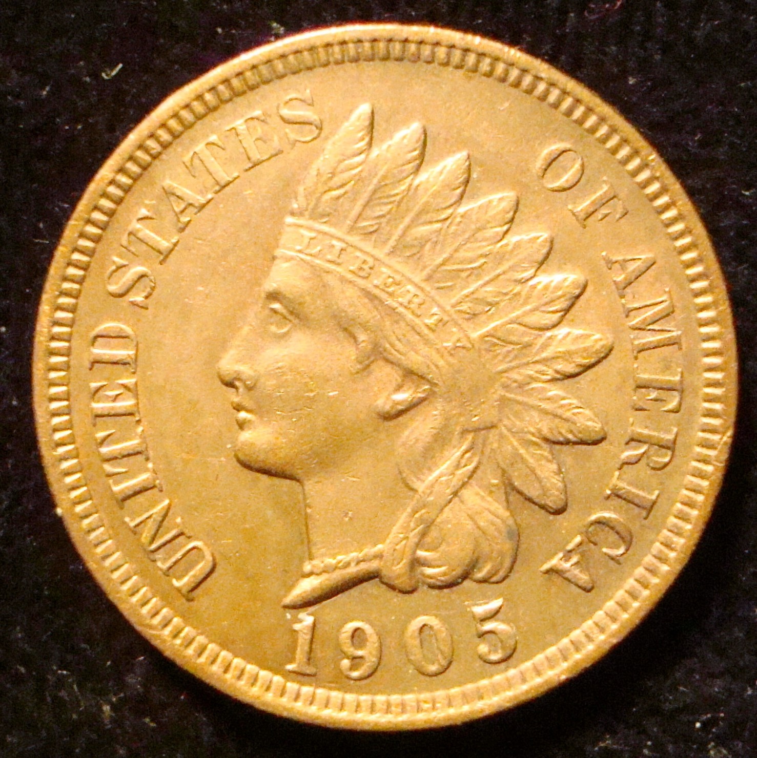 1905 Indian head cent beautiful color in high uncirculated grade